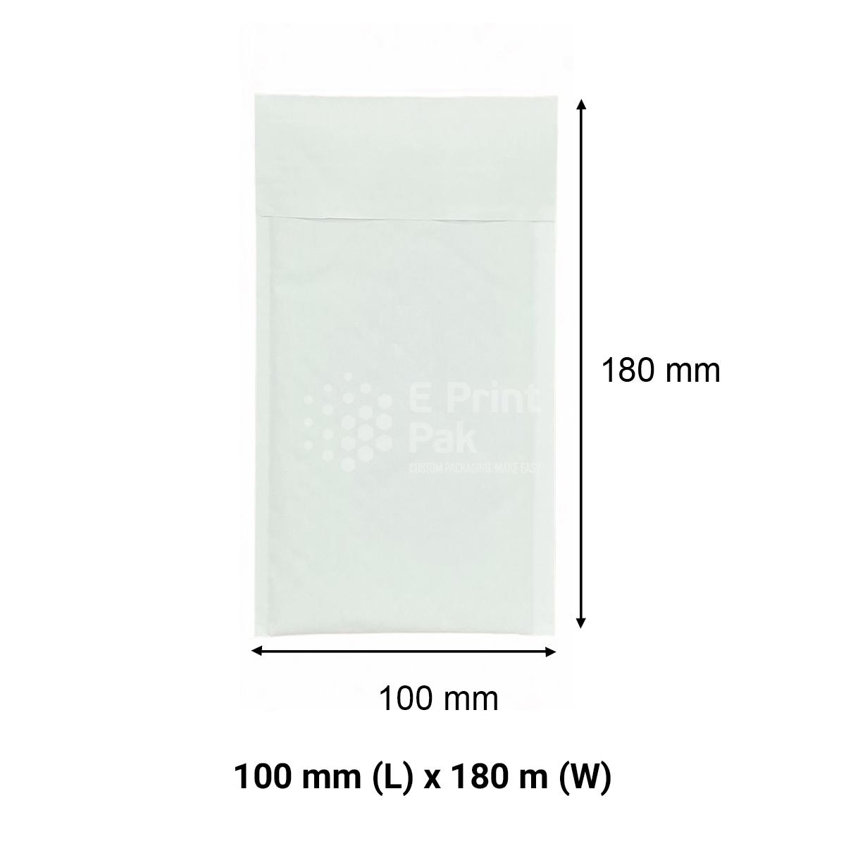 White Kraft Paper Bubble Padded Envelope 100 x 180 mm-01
